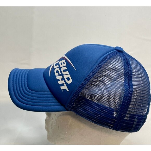 Bud Light Beer hat cap 7" trucker mesh snap back blue - Picture 2 of 7